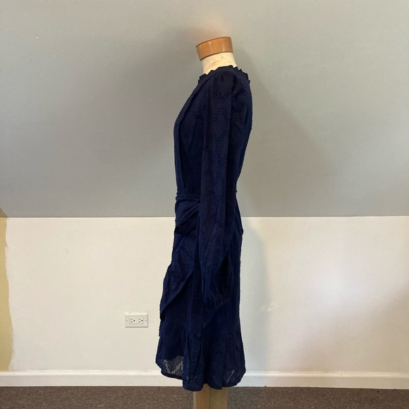 J. Crew Navy Puff Sleeve Wrap Dress - Picture 4 of 9